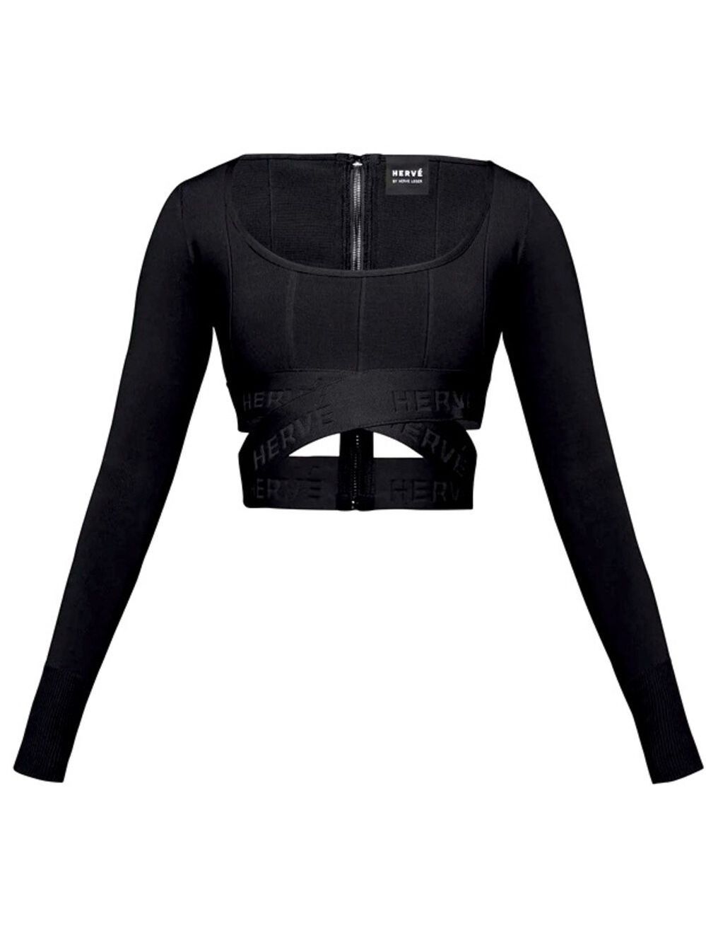 Herve Leger Black Bandage Bodycon Crop Top Size M